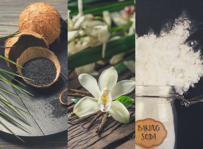 charbon actif, vanille et bicarbonate de soude contre l'odeur de suie