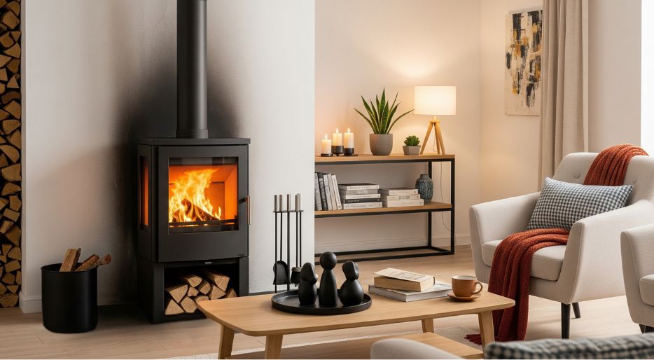 mur sale cuisinière à bois